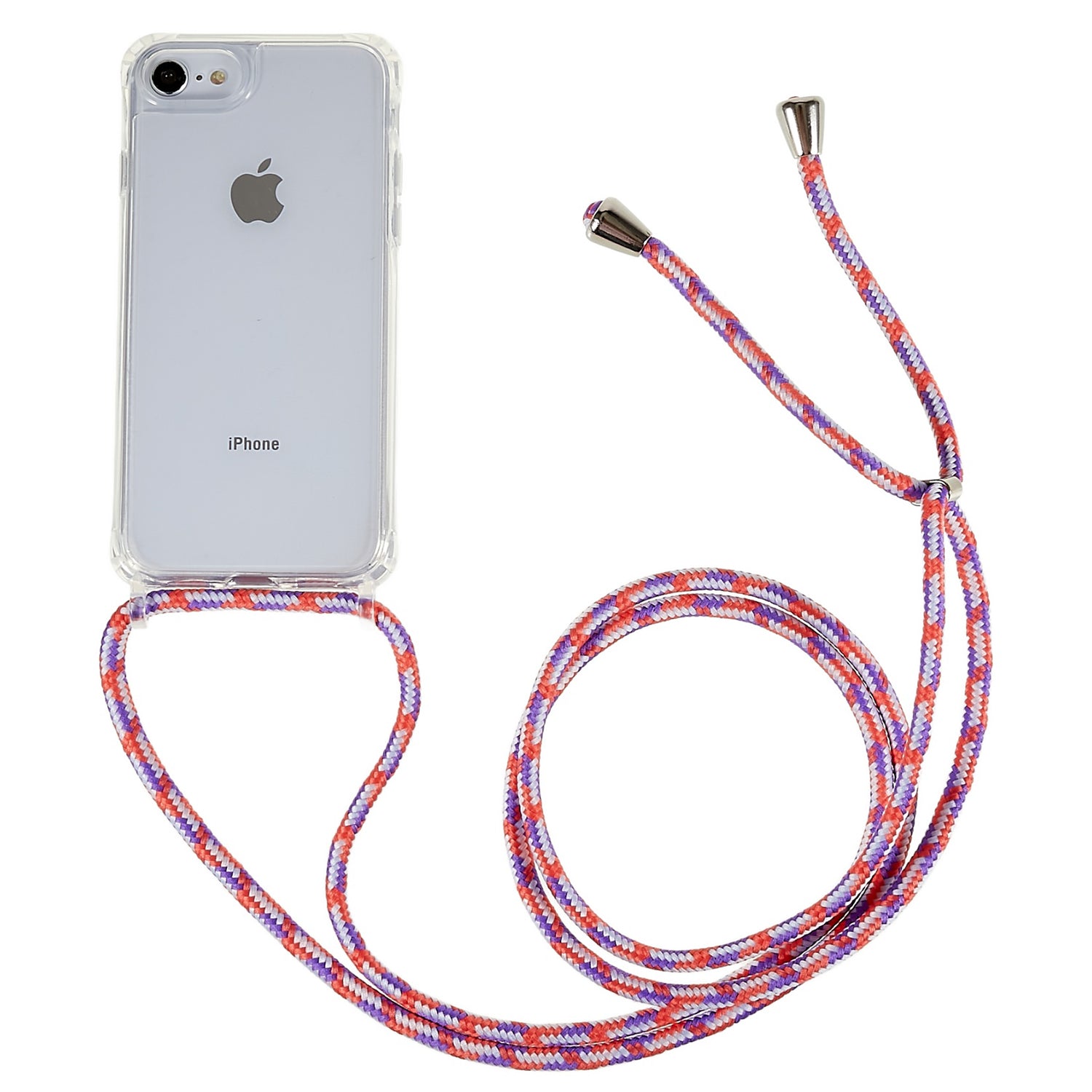 Back Case for iPhone 7 / 8 / SE (2020) / SE (2022), Fall Protection Clear TPU+Acrylic Phone Cover with Lanyard - White Back Case for iPhone 7 / 8 / SE (2020) / SE (2022), Fall Protection Clear TPU+Acrylic Phone Cover with Lanyard - White